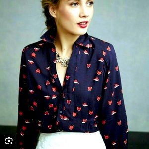 ANTHROPOLOGIE MAEVE WOODLAND WALK BUTTONDOWN FOX 12